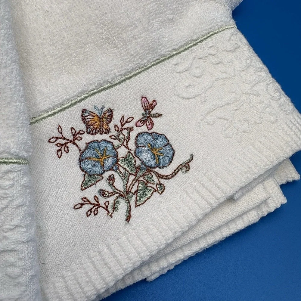 Lenox Butterfly Meadow Bath Hand Finger Tip Towel Set Of 4 Vtg EUC Tags